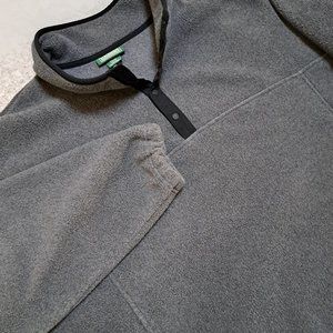 VINTAGE L.L. Bean Mens Fleece Sweater Medium 1/4 Snap Button Up Pullover Gray 90